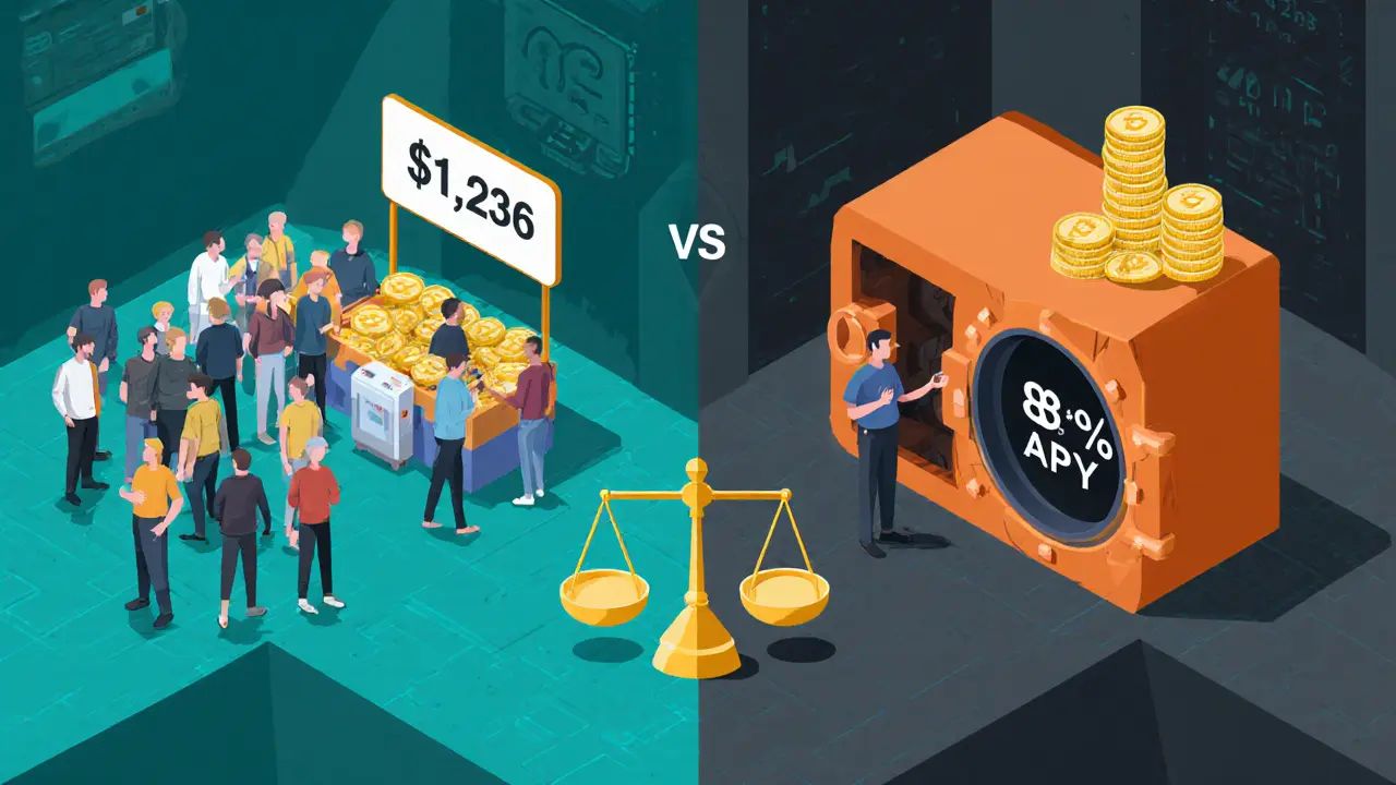 Contrasting marketplace: low-volume JSOL trade vs. high-yield vault with bloXroute MEV energy feeding a growing token stack.