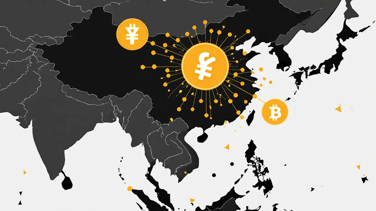 Global map showing China’s crypto ban with mining nodes relocating to North America and Europe.