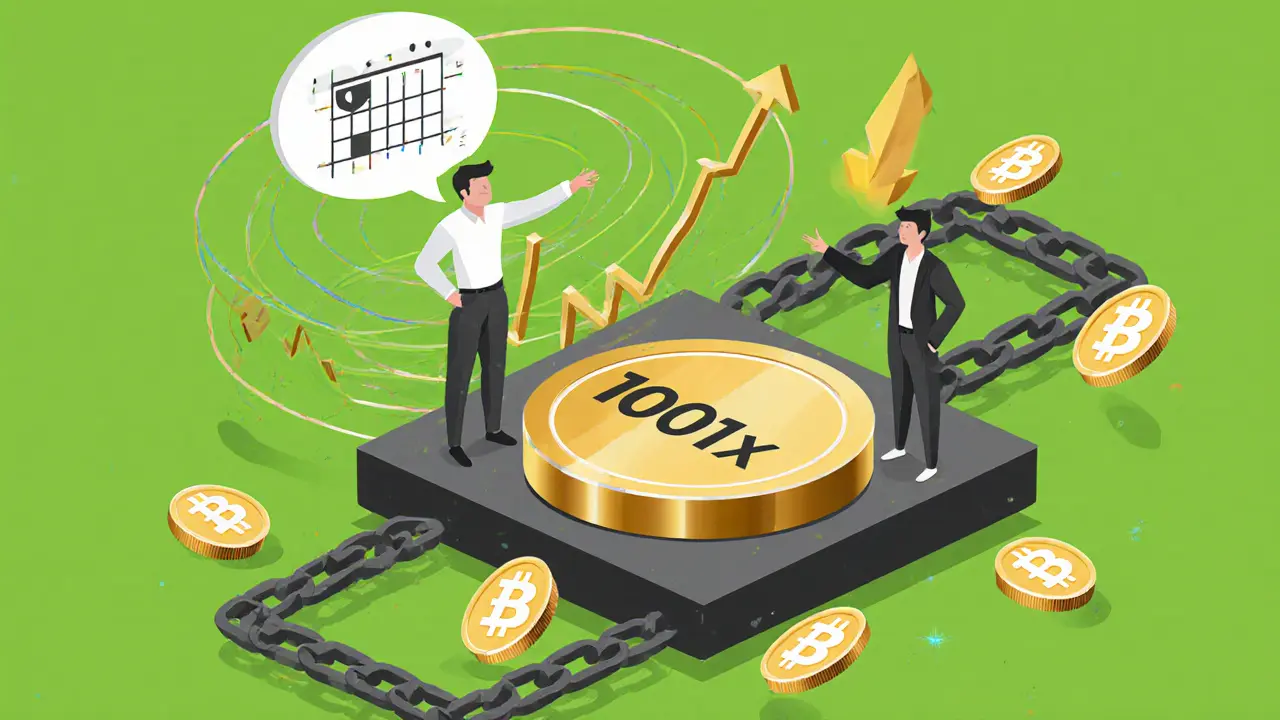 Two traders in contrasting modes — advanced and beginner — standing on interconnected blockchain chains with ASTER tokens nearby.