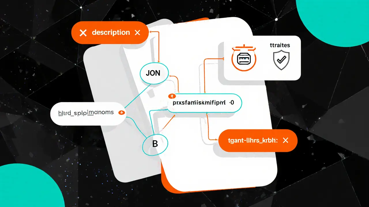 Digital baseball card transforming into an NFT with geometric metadata structure showing correct and broken links.