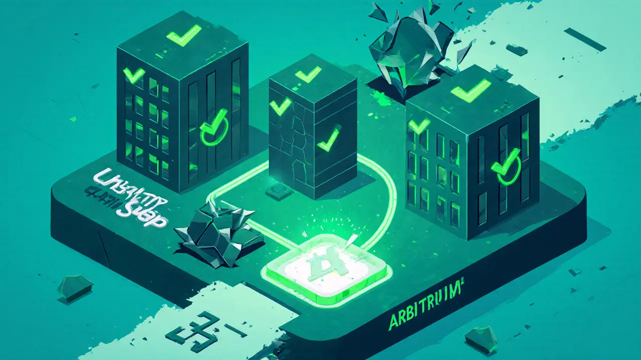 Trusted DEXs like Uniswap and Curve on a secure blockchain foundation, versus a collapsing scam platform.