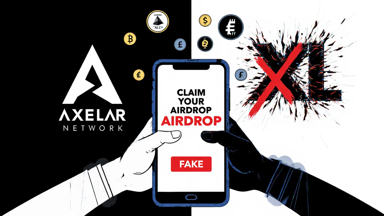 User being drained of crypto by shadowy hands, with legitimate vs scam token logos split behind.