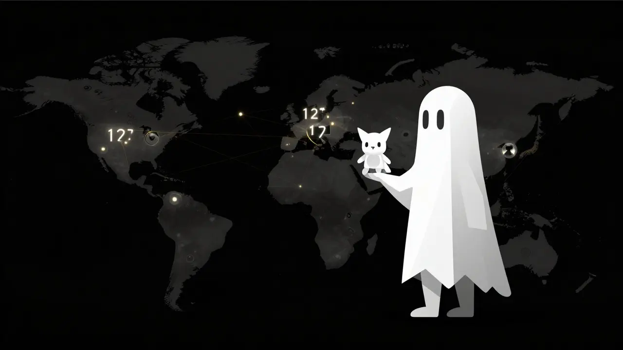 A player silhouette at the edge of a nearly empty blockchain network with only 127 active users.