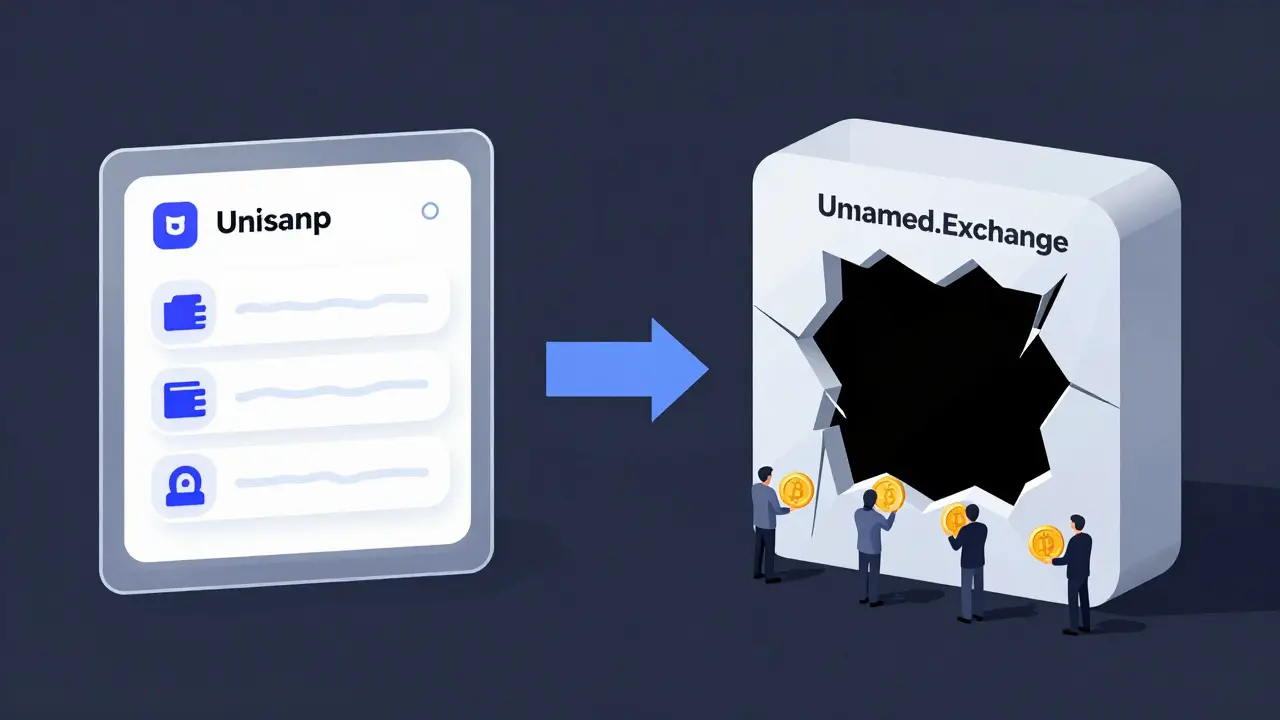 Contrasting a functional crypto platform with a hollow shell where funds vanish into darkness.