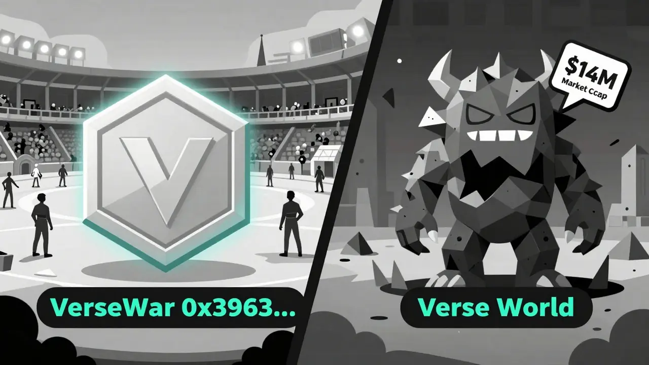 Two VERSE tokens side by side: one legitimate, one fake, with contrasting backgrounds.
