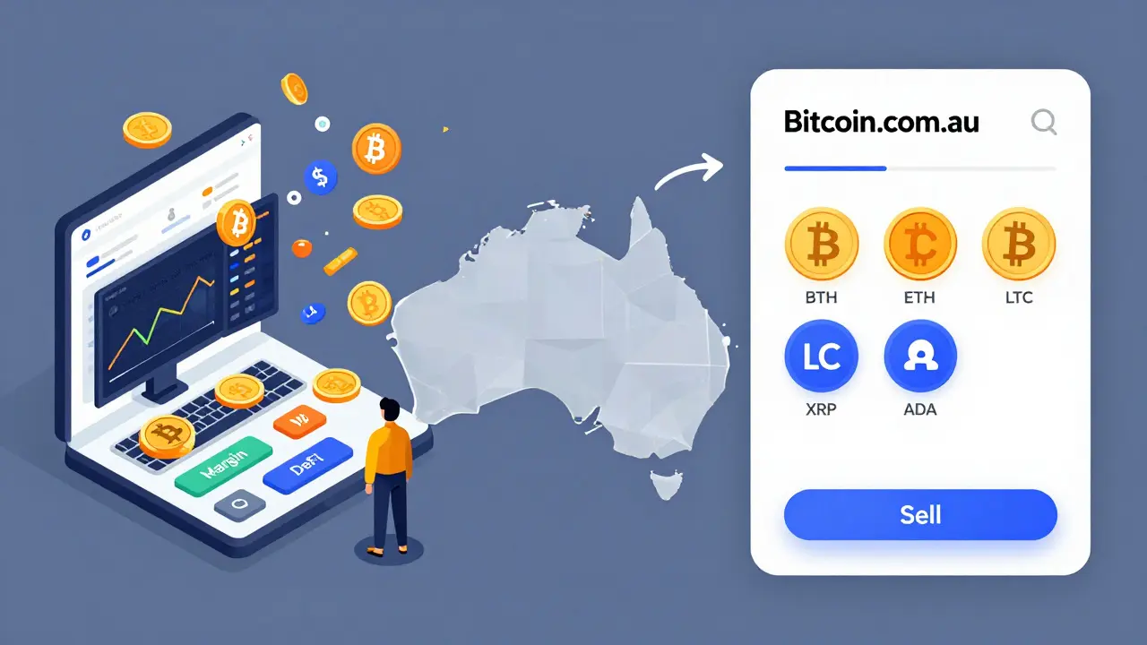 A comparison between a chaotic crypto trading platform and Bitcoin.com.au’s clean, minimal interface.