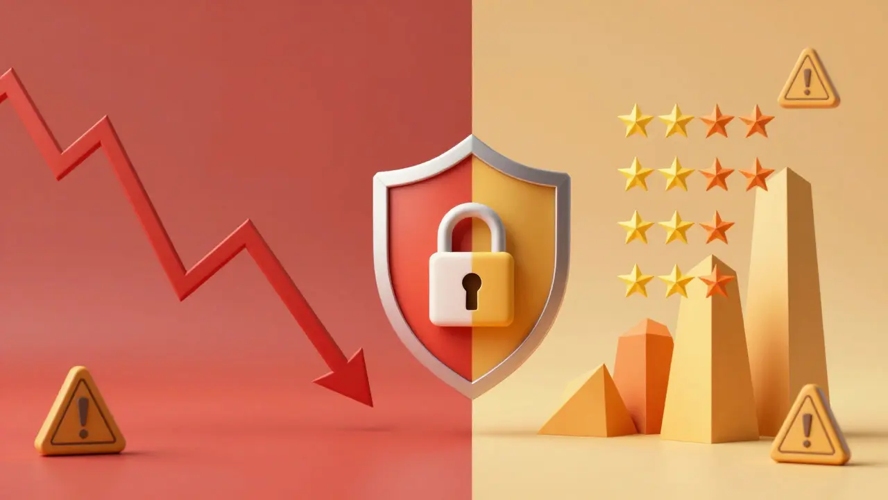 Market charts with security shields