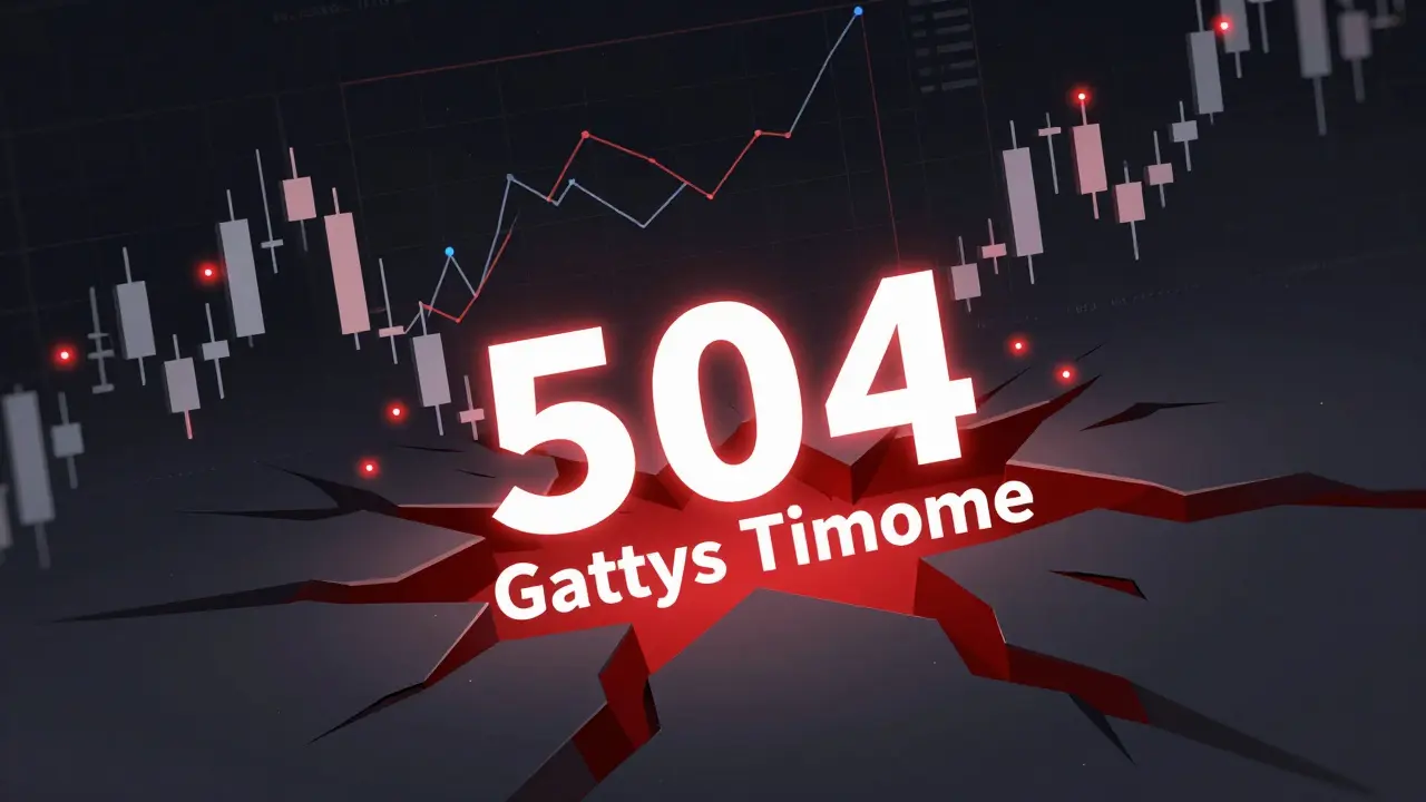 Geometric illustration of breaking crypto charts and a red crack symbolizing a system outage