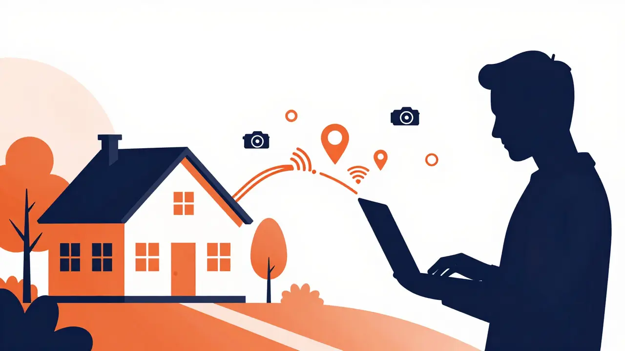 Digital trail connecting a shared photo to a house location