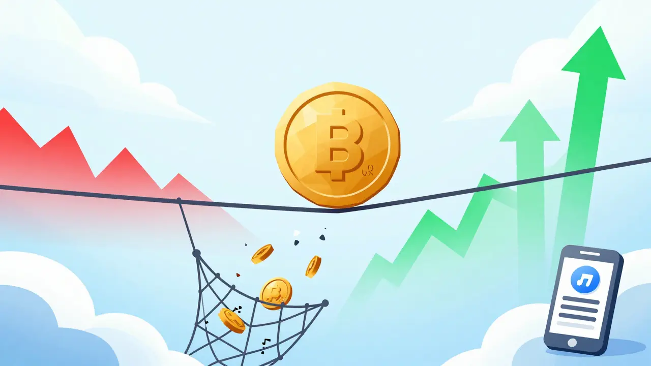 Geometric art showing AGENTFUN token balancing risks and future growth