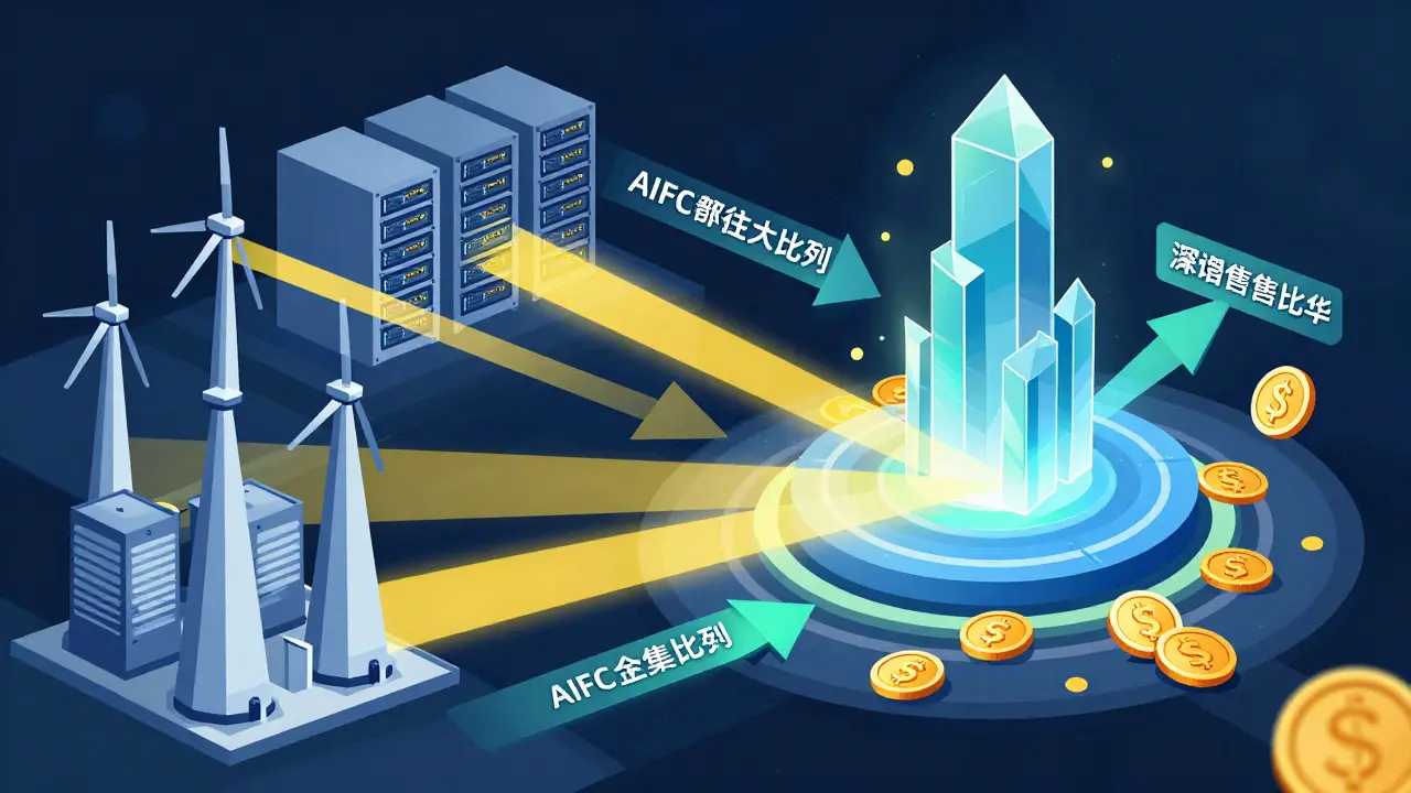 Geometric diagram showing energy flow and crypto financial regulations
