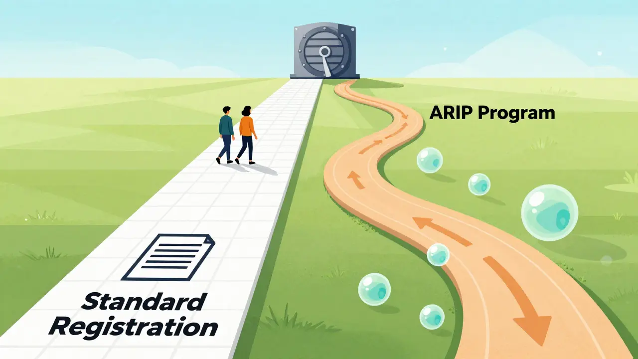 Illustration comparing standard vs ARIP licensing pathways for crypto firms