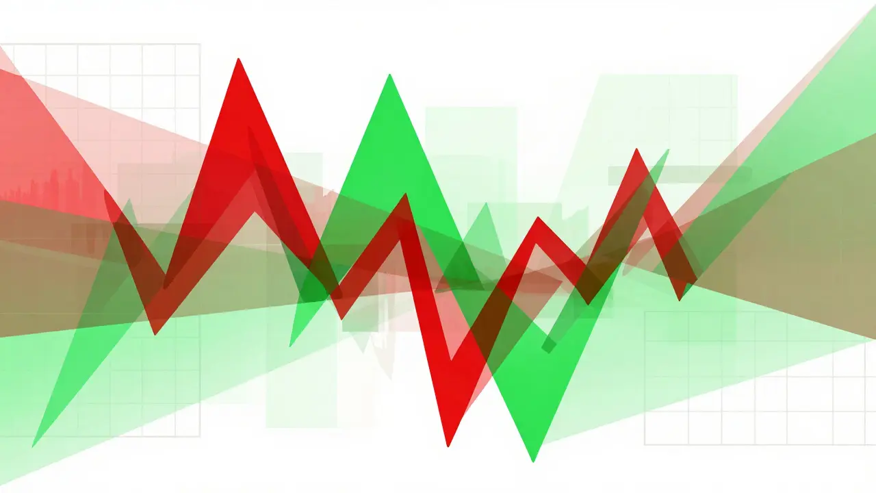 Overlapping geometric planes showing chaotic crypto price volatility