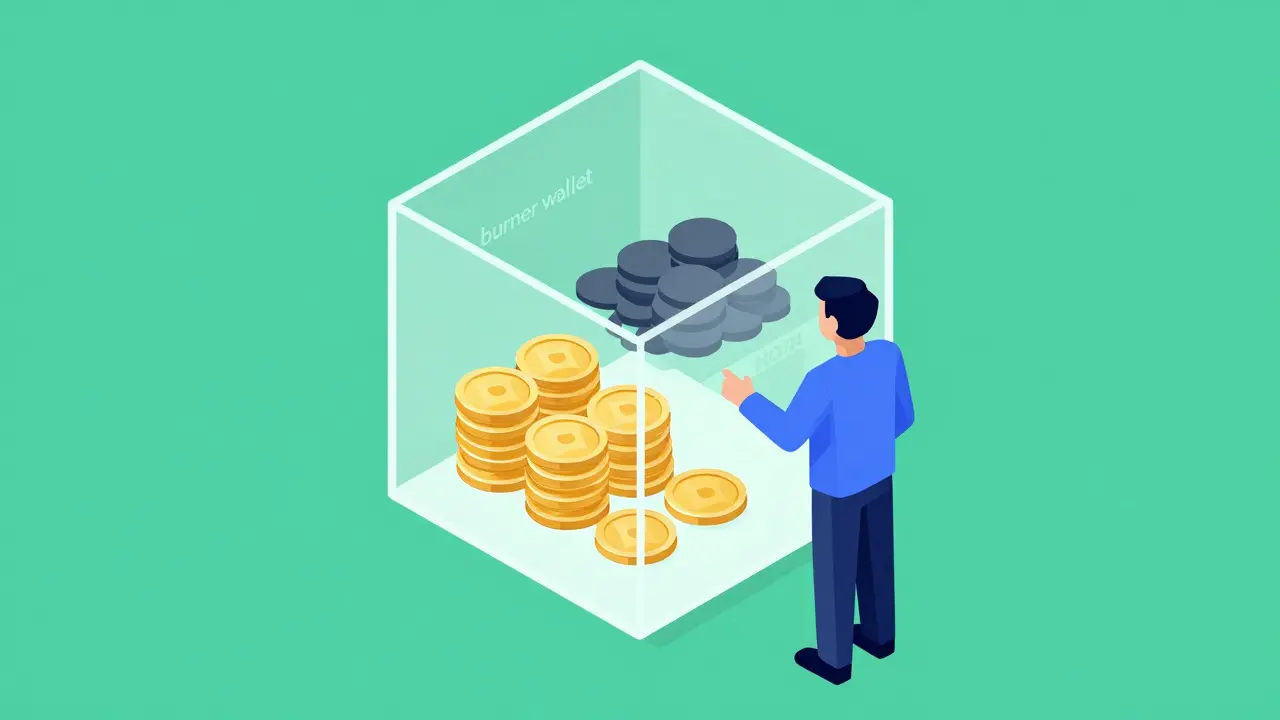 Illustration of geometric figure managing secure burner wallet assets