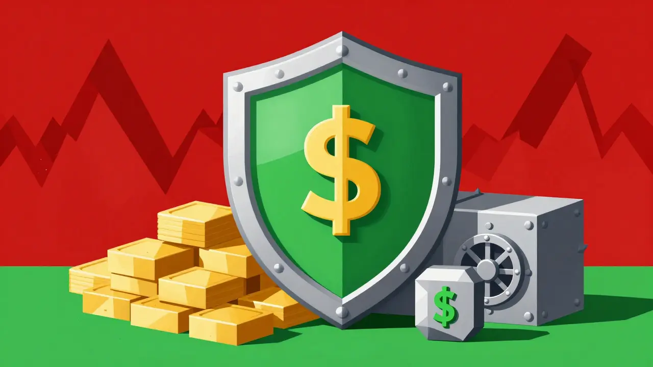Abstract geometric art depicting crypto security shield protecting ASPO tokens.