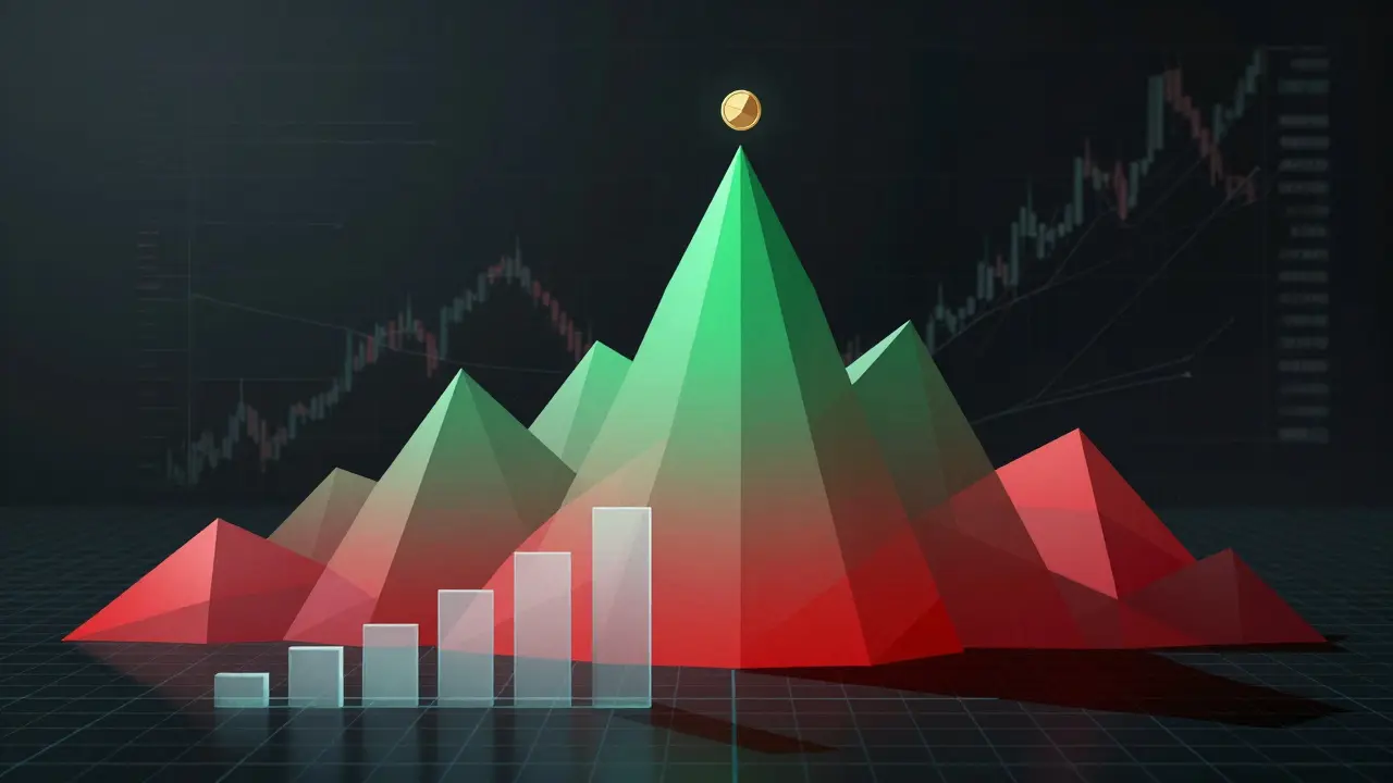 Abstract geometric chart showing crypto volatility