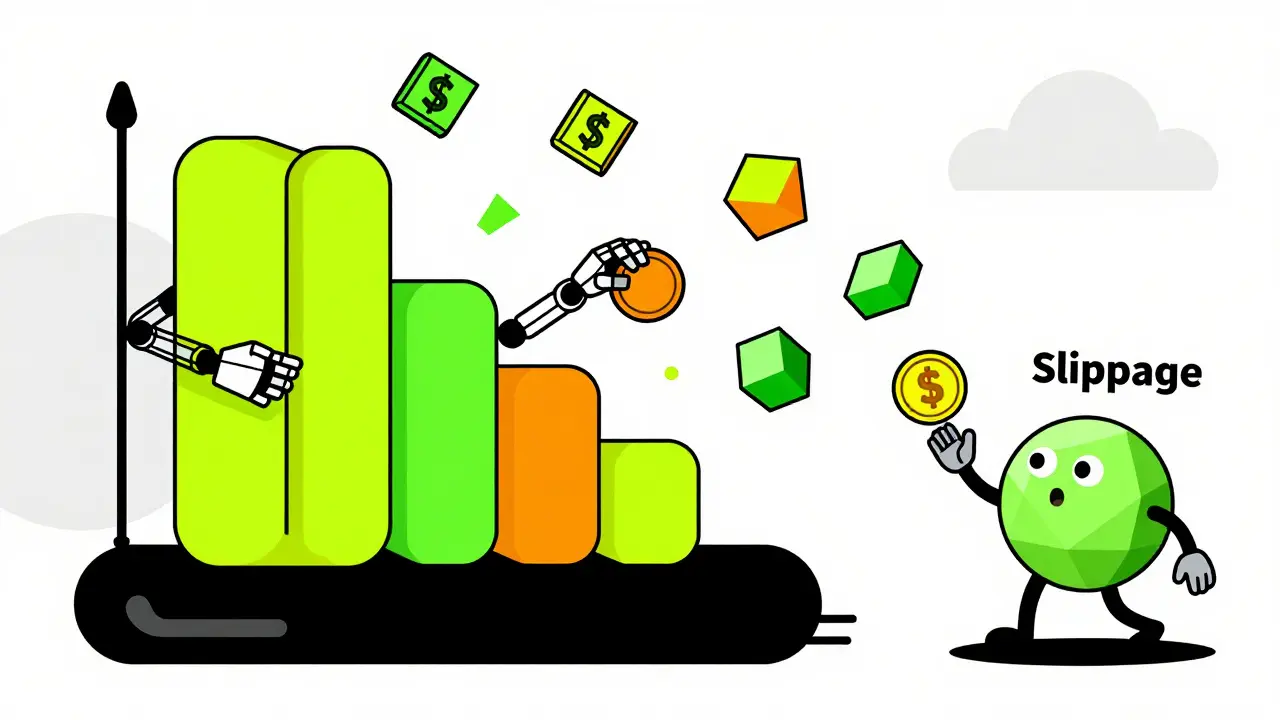 Illustration of fake trading volume and liquidity slippage in crypto