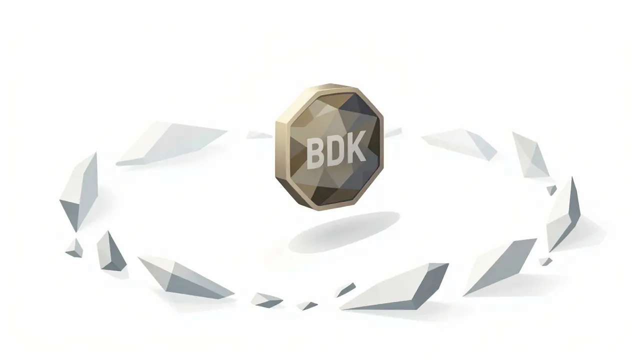 Isolated dull token floating in empty void