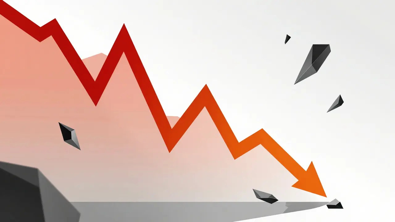 Sharp downward trending graph illustrating severe crypto price volatility