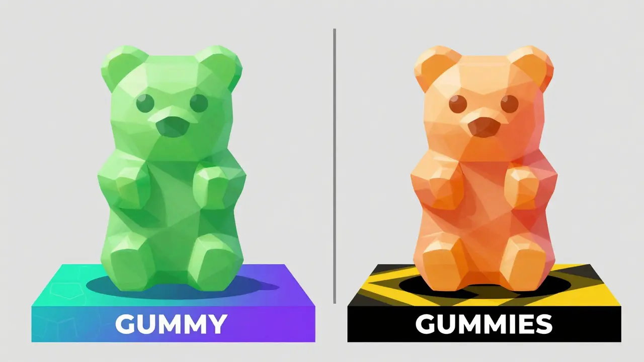 Side-by-side geometric illustration comparing two different gummy tokens