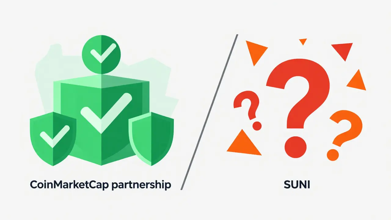 Split geometric design showing security risks vs platform trust for SUNI