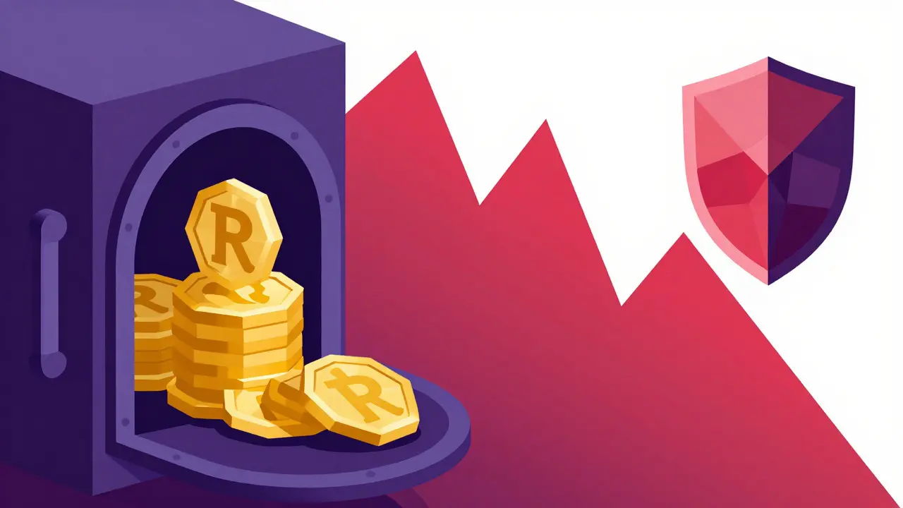 Staking tokens versus market risk graph illustration
