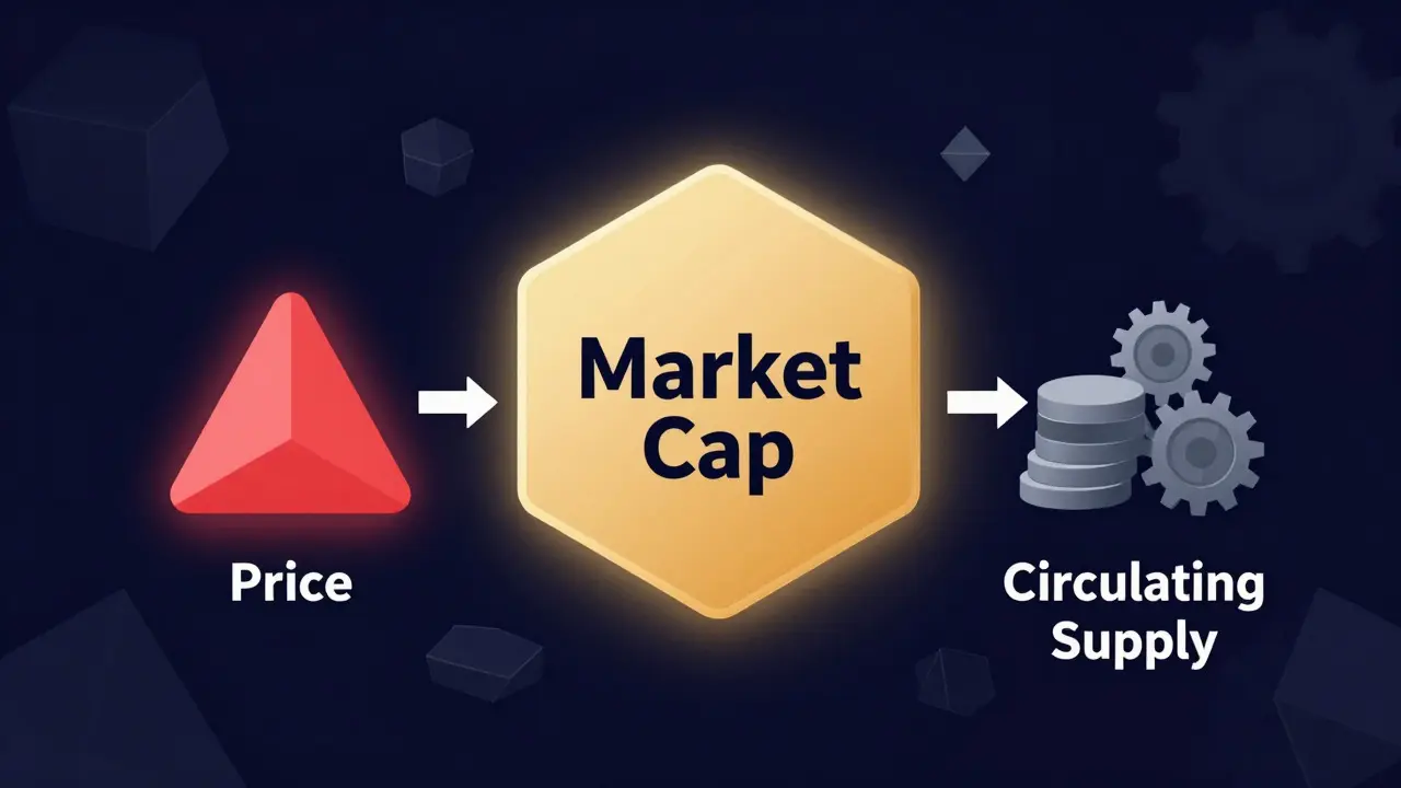 Abstract diagram illustrating how price and circulating supply combine to form market cap