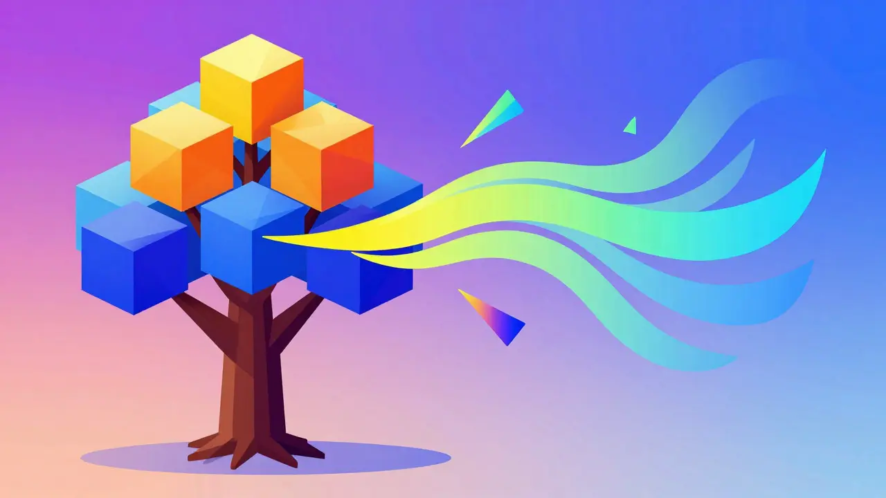Abstract geometric art showing the evolution from blocky Merkle trees to sleek Verkle vectors.