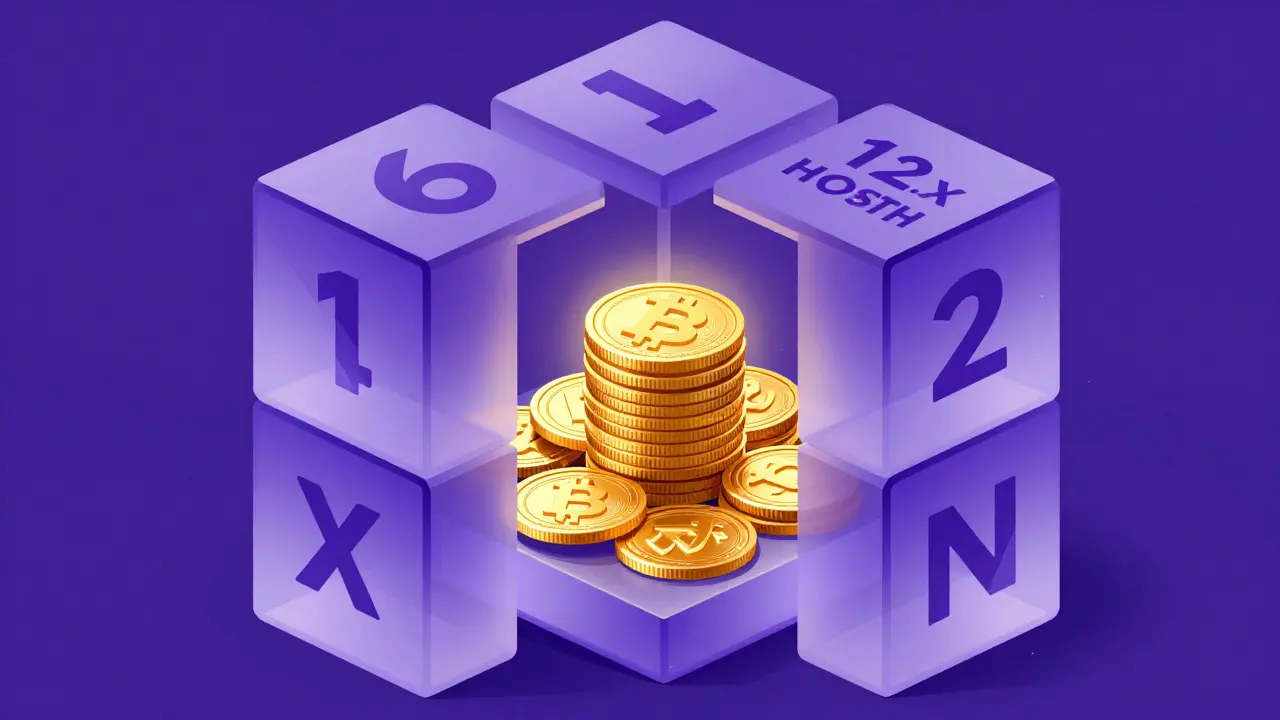 Locked geometric blocks representing crypto staking rewards