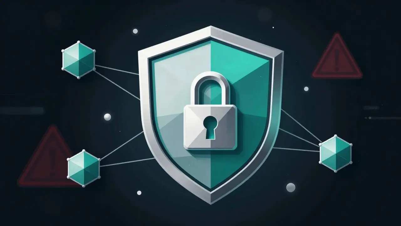 Secure geometric shield illustrating crypto wallet safety