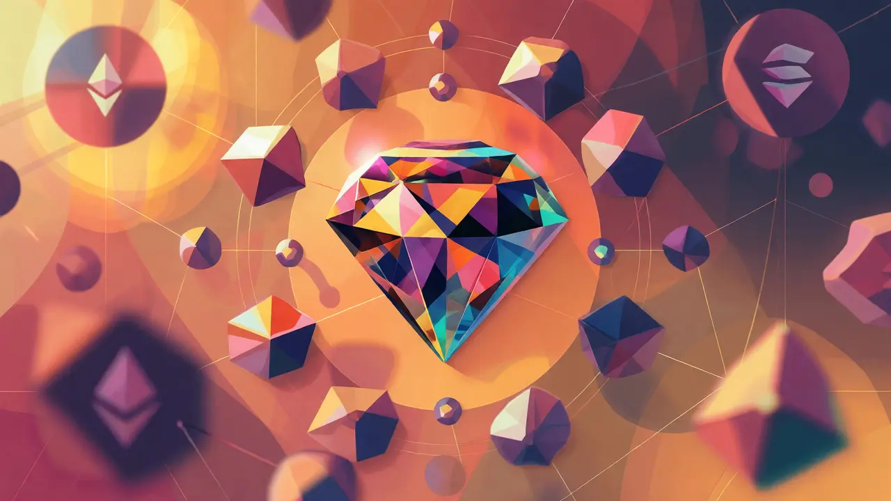 Abstract geometric gemstone representing unified chain abstraction