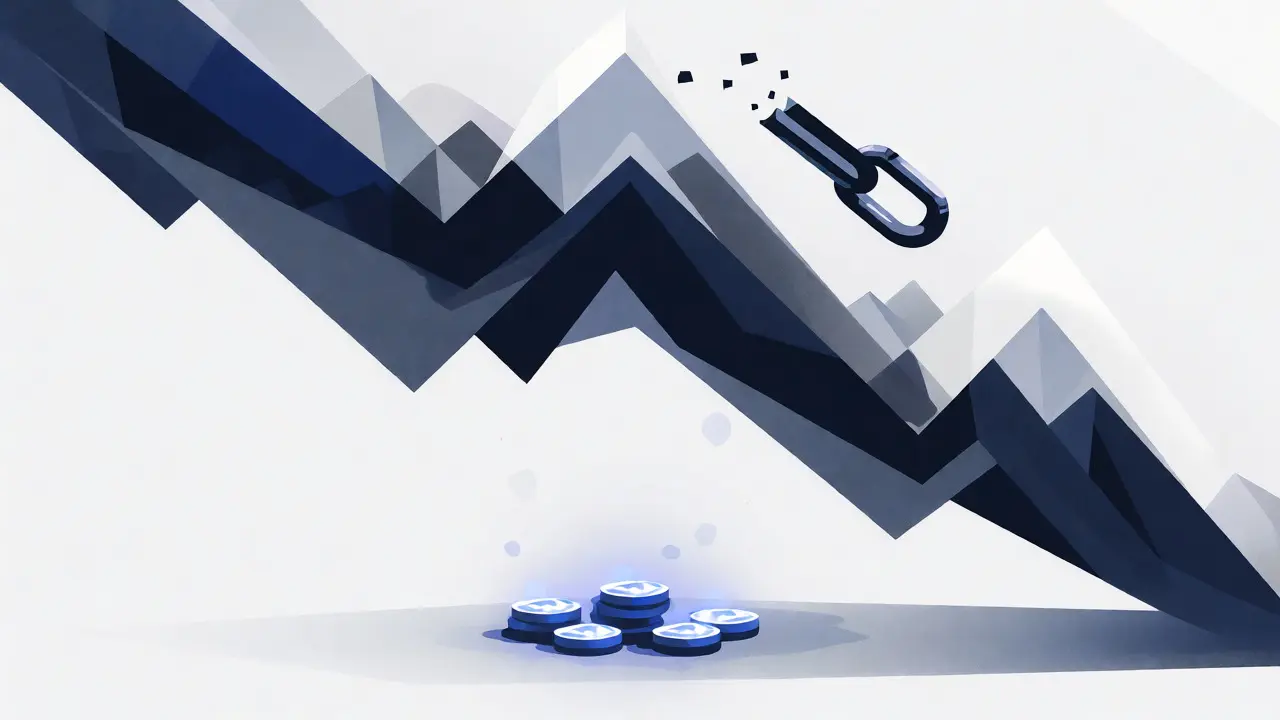 Abstract geometric visualization of PWAR token price crash and low liquidity