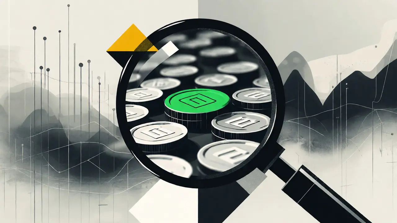 Magnifying glass verifying a crypto contract address