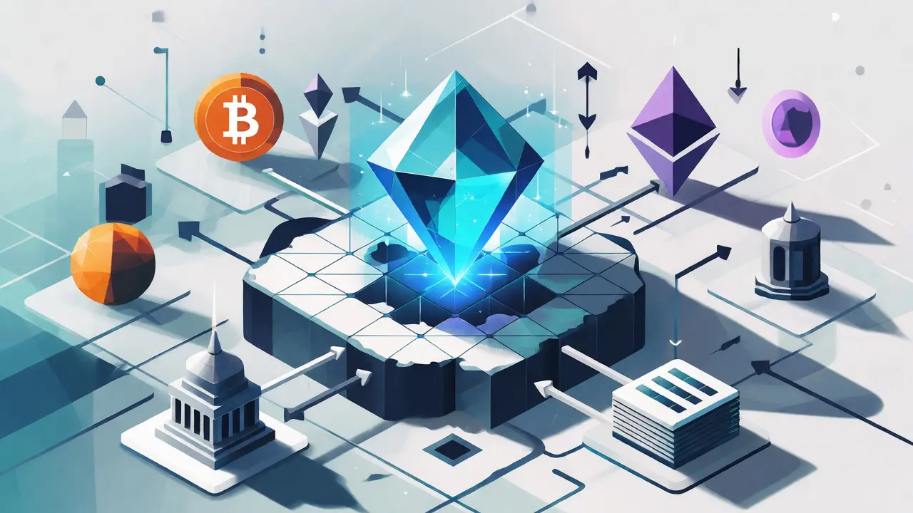 Stylized geometric visualization of the e-Dirham dominating the Moroccan digital currency landscape.